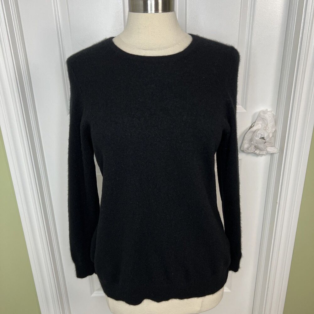 Kirkland Signature Sweater Womens 1X Black 100% Cashmere V Neck Knit Pullover